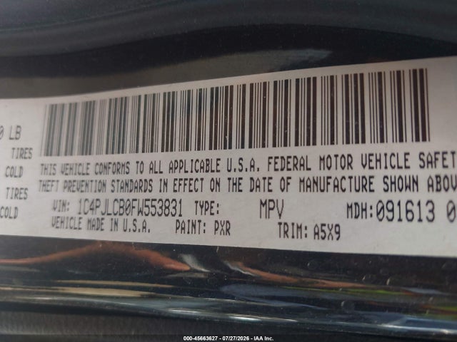 Aukcja sprzedaży 2015 Jeep Cherokee Latitude, vin: 1C4PJLCB0FW553831, numer aukcji: 45663627