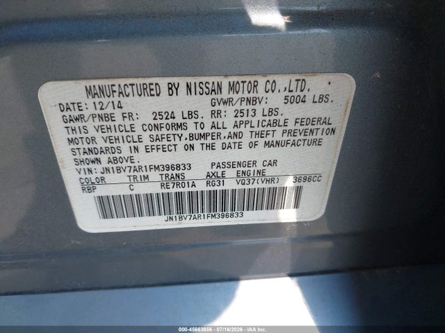 Infiniti Q50 Premium 2015 JN1BV7AR1FM396833 Image 9