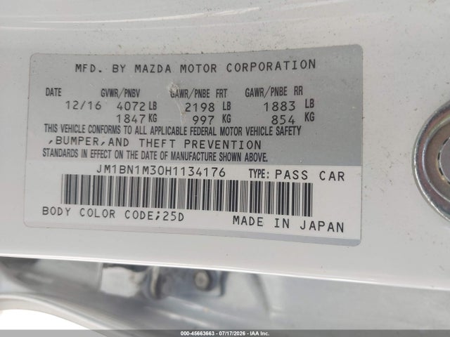 JM1BN1M30H1134176 Mazda Mazda3 Grand Touring