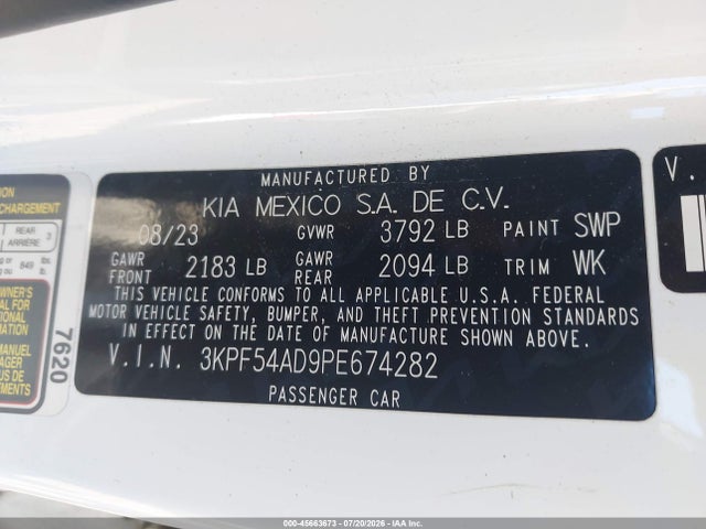 45663673 :رقم المزاد ، 3KPF54AD9PE674282 vin ، 2023 Kia Forte Gt-line مزاد بيع