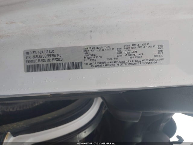Aukcja sprzedaży 2023 Ram Promaster 2500 High Roof 159 Wb, vin: 3C6LRVDG2PE563745, numer aukcji: 45663709