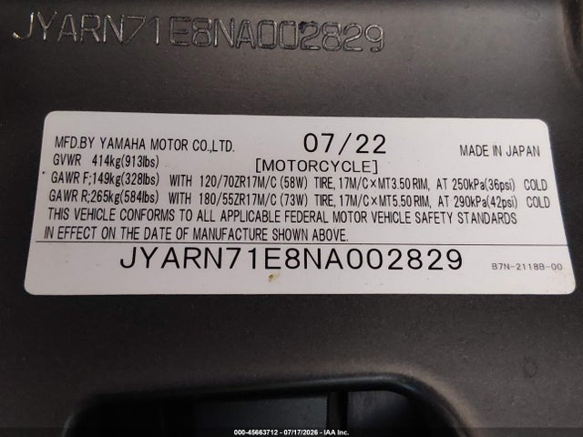 Yamaha MT09 2022 JYARN71E8NA002829 Image 10
