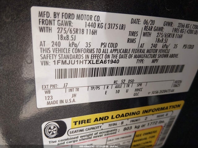 Ford Expedition Xlt 2020 1FMJU1HTXLEA61940 Image 9