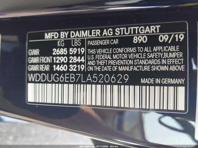 Продаж на аукціоні авто 2020 Mercedes-benz S 450 4matic, vin: WDDUG6EB7LA520629, номер лоту: 45663752