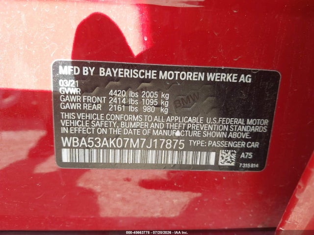 Aukcja sprzedaży 2021 Bmw 228i Gran Coupe Sdrive, vin: WBA53AK07M7J17875, numer aukcji: 45663778