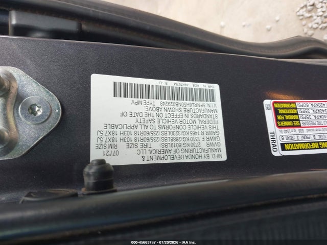 Aukcja sprzedaży 2022 Honda Odyssey Ex, vin: 5FNRL6H50NB029248, numer aukcji: 45663787