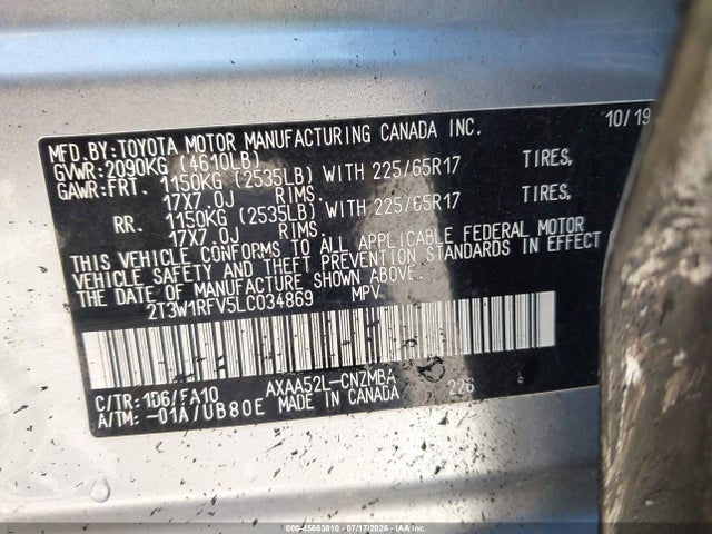 2T3W1RFV5LC034869 Toyota Rav4 Xle