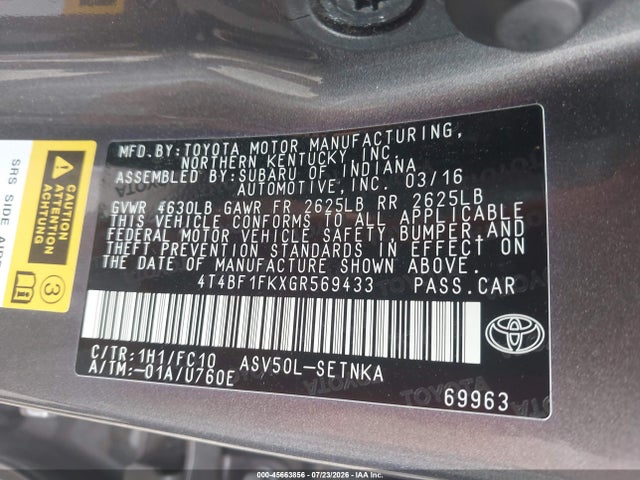 Toyota CAMRY LE 2016 4T4BF1FKXGR569433 Image 9