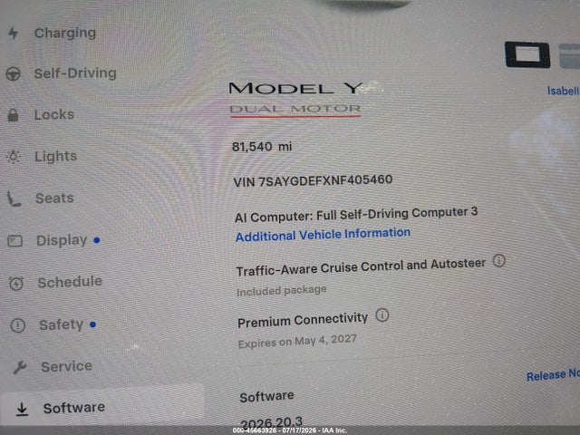 Aukcja sprzedaży 2022 Tesla Model Y Performance Dual Motor All-wheel Drive, vin: 7SAYGDEFXNF405460, numer aukcji: 45663926