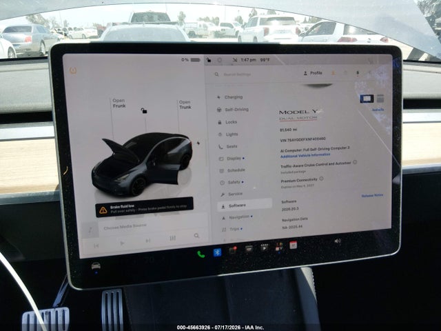 Aukcja sprzedaży 2022 Tesla Model Y Performance Dual Motor All-wheel Drive, vin: 7SAYGDEFXNF405460, numer aukcji: 45663926
