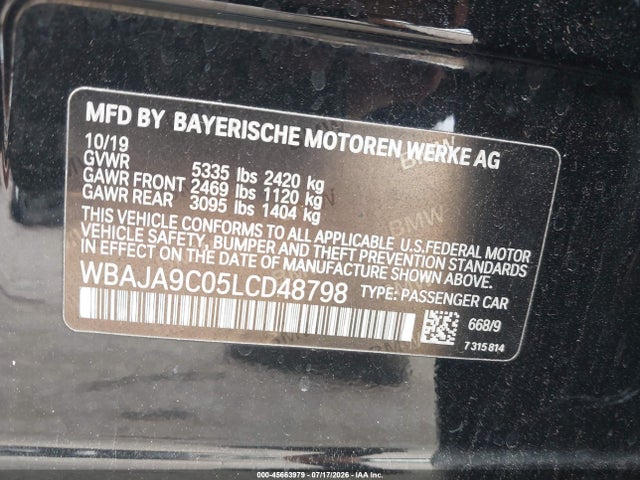 Aukcja sprzedaży 2020 Bmw 5 Series 530e Iperformance, vin: WBAJA9C05LCD48798, numer aukcji: 45663979