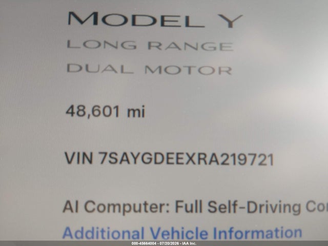 Aukcja sprzedaży 2024 Tesla Model Y Long Range Dual Motor All-wheel Drive, vin: 7SAYGDEEXRA219721, numer aukcji: 45664004