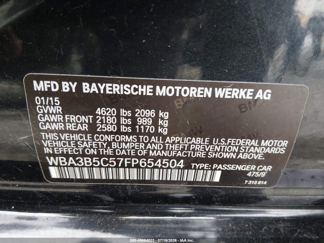 Aukcja sprzedaży 2015 Bmw 328i Xdrive, vin: WBA3B5C57FP654504, numer aukcji: 45664023