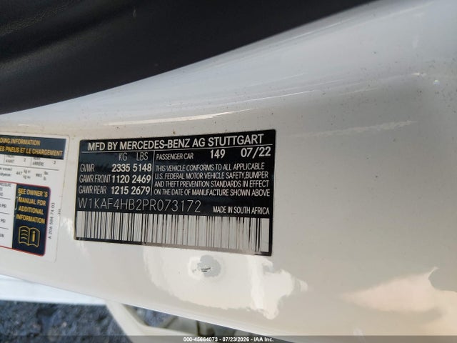 2023 Mercedes-benz C 300 4matic მანქანა იყიდება აუქციონზე, vin: W1KAF4HB2PR073172, აუქციონის ნომერი: 45664073