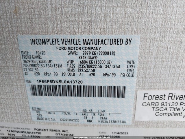 1F66F5DN5L0A13720 Ford F53