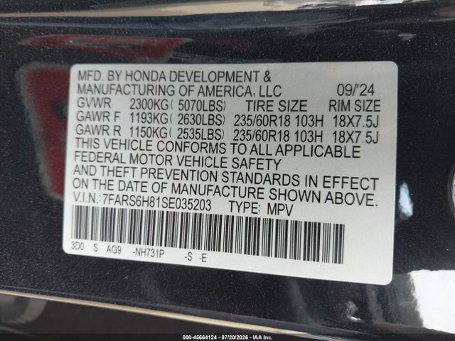 7FARS6H81SE035203 Honda Cr-v Hybrid Sport-l