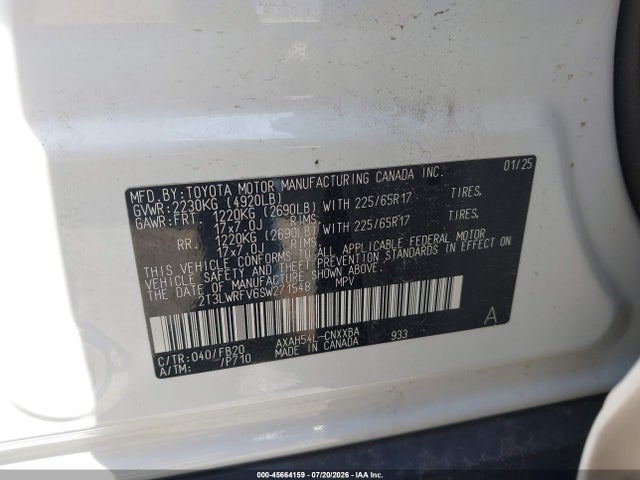 45664159 :رقم المزاد ، 2T3LWRFV6SW271548 vin ، 2025 Toyota Rav4 Hybrid Le مزاد بيع