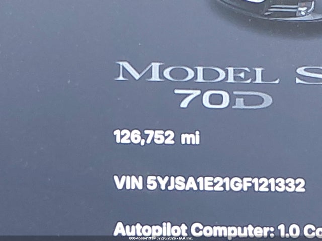 Tesla Model S 60d/70d/75d/85d/90d 2016 5YJSA1E21GF121332 Image 14