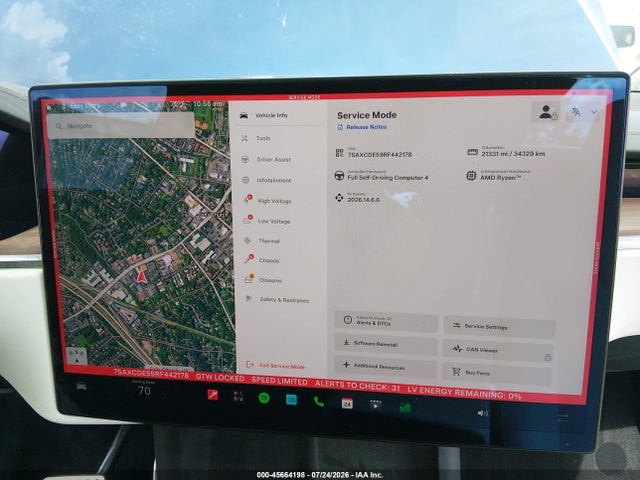 45664198 :رقم المزاد ، 7SAXCDE59RF442178 vin ، 2024 Tesla Model X Long Range مزاد بيع