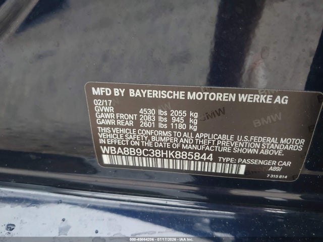 Aukcja sprzedaży 2017 Bmw 330i, vin: WBA8B9C38HK885844, numer aukcji: 45664206