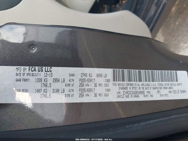2C4RDGCG4GR249995 Dodge Grand Caravan Sxt
