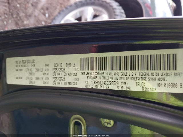 45664284 :رقم المزاد ، 1C6RR7LT4GS220520 vin ، 2016 Ram 1500 Big Horn مزاد بيع