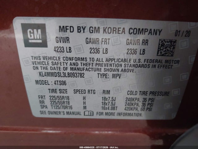 Продаж на аукціоні авто 2020 Buick Encore Gx Fwd Select, vin: KL4MMDSL3LB093782, номер лоту: 45664325