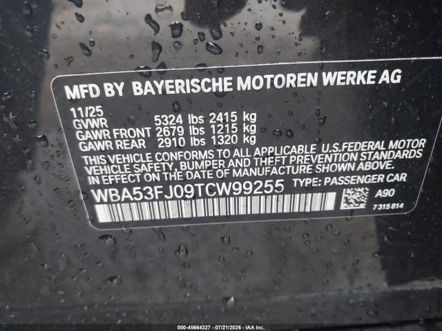 Продажа на аукционе авто 2026 Bmw 530i Xdrive, vin: WBA53FJ09TCW99255, номер лота: 45664327