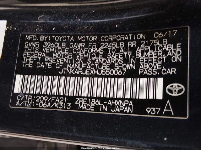 JTNKARJEXHJ550067 Toyota COROLLA IM