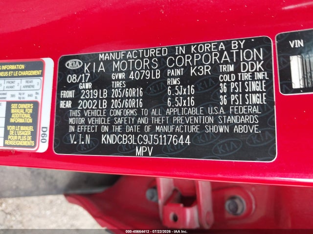 45664412 :رقم المزاد ، KNDCB3LC9J5117644 vin ، 2018 Kia Niro Fe مزاد بيع