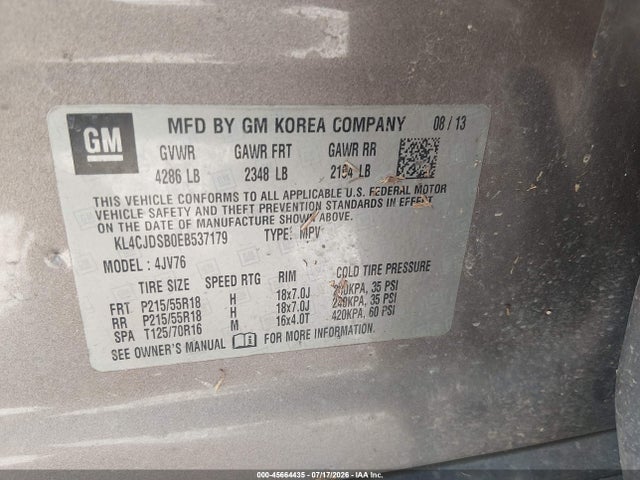 Продажа на аукционе авто 2014 Buick Encore Premium, vin: KL4CJDSB0EB537179, номер лота: 45664435