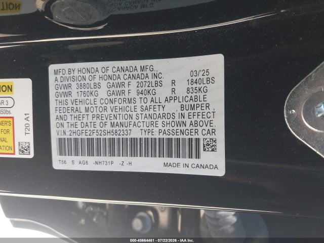 Honda Civic Sport 2025 2HGFE2F52SH582337 Image 9