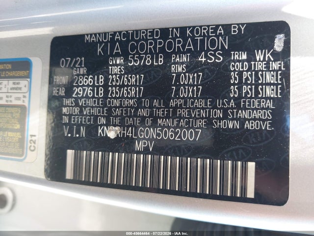 KNDRH4LG0N5062007 KIA Sorento Hybrid Ex