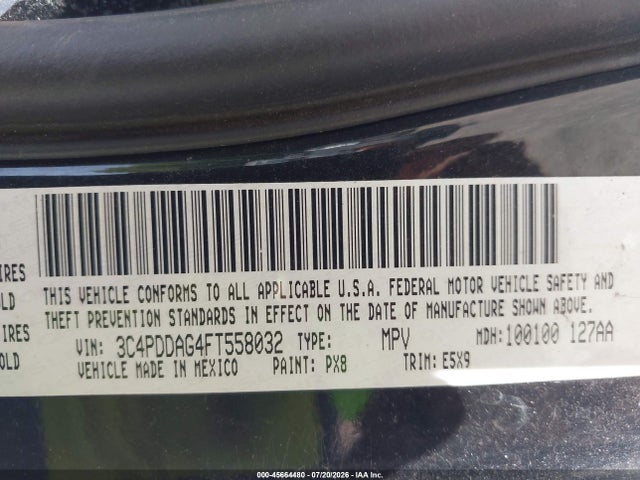 2015 Dodge Journey Se მანქანა იყიდება აუქციონზე, vin: 3C4PDDAG4FT558032, აუქციონის ნომერი: 45664480