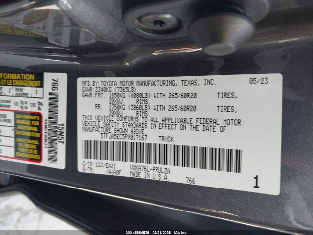 5TFJA5EC5PX017167 Toyota Tundra Limited