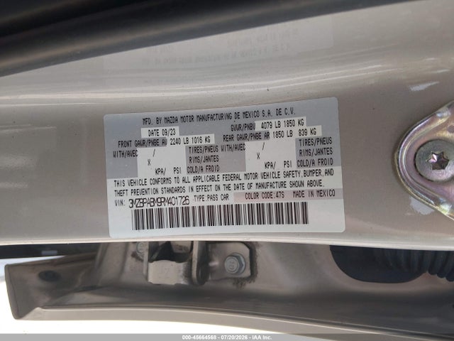Aukcja sprzedaży 2024 Mazda Mazda3, vin: 3MZBPABM9RM401726, numer aukcji: 45664568