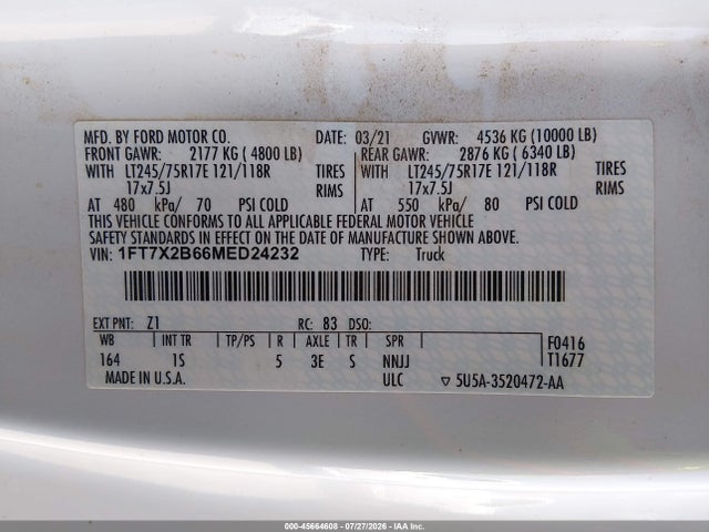 Ford F-250 Xl 2021 1FT7X2B66MED24232 Image 9