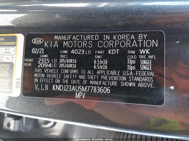 Продаж на аукціоні авто 2021 Kia Soul S, vin: KNDJ23AU5M7783606, номер лоту: 45664615