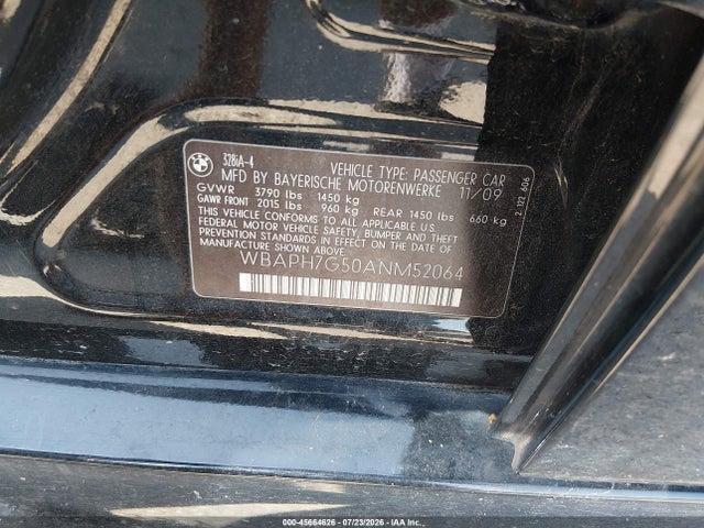 Продаж на аукціоні авто 2010 Bmw 328i, vin: WBAPH7G50ANM52064, номер лоту: 45664626