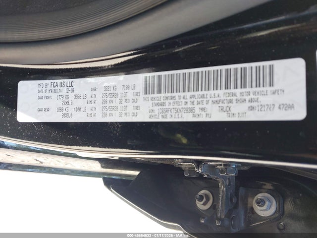 2019 Ram 1500 Longhorn  4x4 5'7 Box მანქანა იყიდება აუქციონზე, vin: 1C6SRFKT5KN728385, აუქციონის ნომერი: 45664633