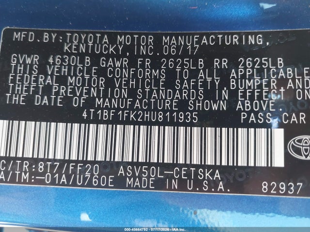 Toyota CAMRY SE 2017 4T1BF1FK2HU811935 Image 9