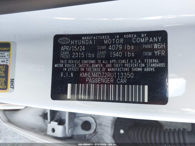 KMHLM4DJ2RU113350 Hyundai Elantra Hybrid Blue