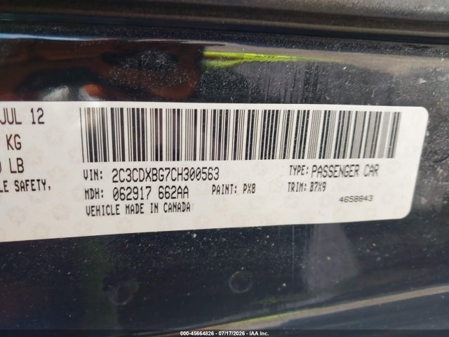 Aukcja sprzedaży 2012 Dodge Charger Se, vin: 2C3CDXBG7CH300563, numer aukcji: 45664826