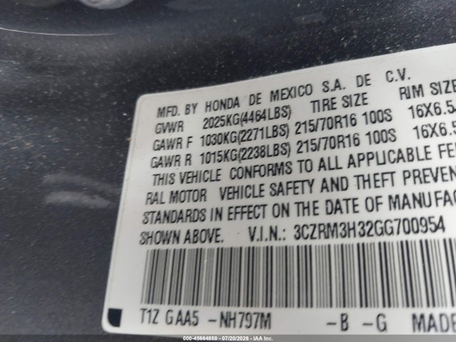 Honda CR-V LX 2016 3CZRM3H32GG700954 Image 9