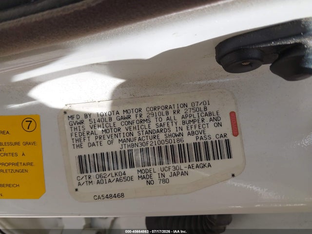 Продаж на аукціоні авто 2001 Lexus Ls 430, vin: JTHBN30F210050186, номер лоту: 45664863