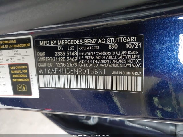 W1KAF4HB6NR013831 Mercedes-Benz C 300 4matic