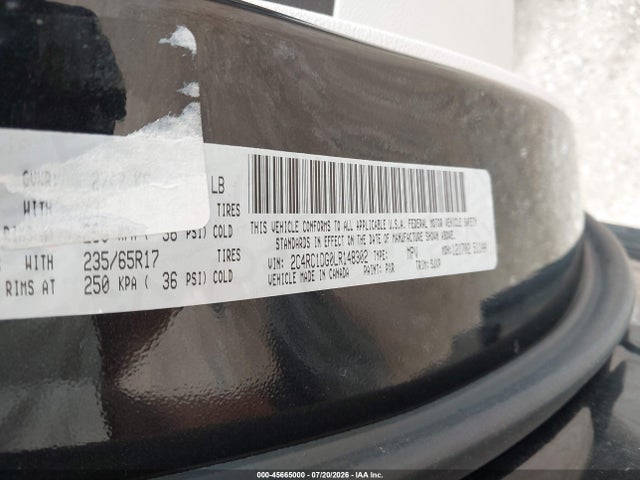 45665000 :رقم المزاد ، 2C4RC1DG0LR148302 vin ، 2020 Chrysler Voyager Lxi مزاد بيع