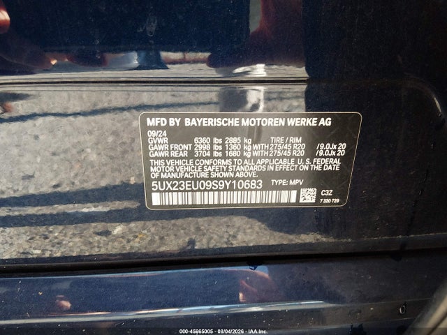 45665005 :رقم المزاد ، 5UX23EU09S9Y10683 vin ، 2025 Bmw X5 Xdrive40i مزاد بيع