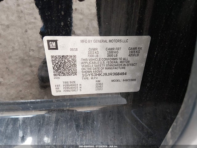 1GYS3HKJ9JR368494 Cadillac Escalade Esv Luxury
