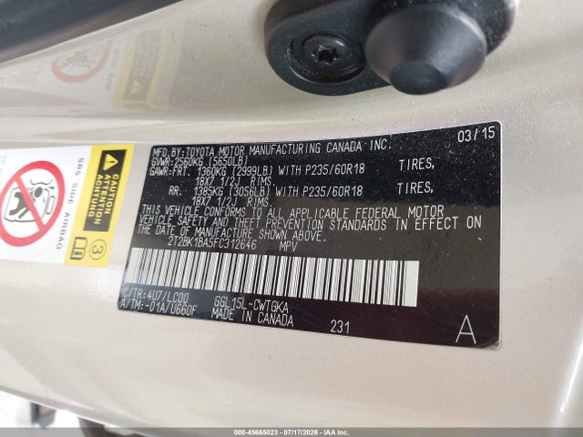 Lexus RX 350 2015 2T2BK1BA5FC312646 Image 9
